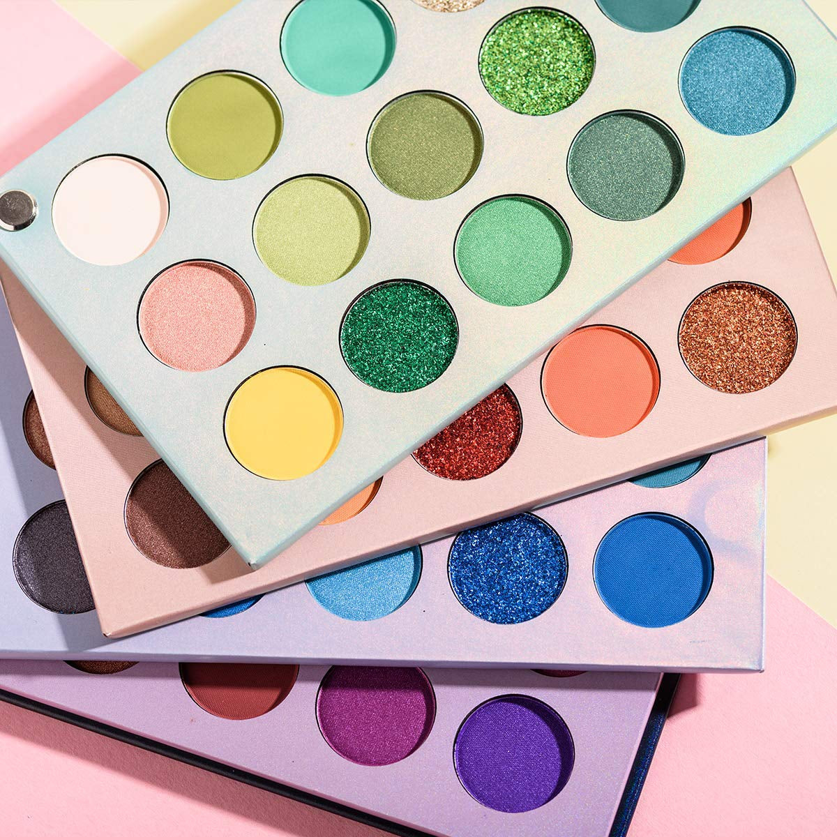 60 Colors Eyeshadow Palette, 4 In1 Color Board Makeup Palette Set Highly Pigmented Glitter Metallic Matte Shimmer Natural Ultra Eye Shadow Powder Easy to Blend